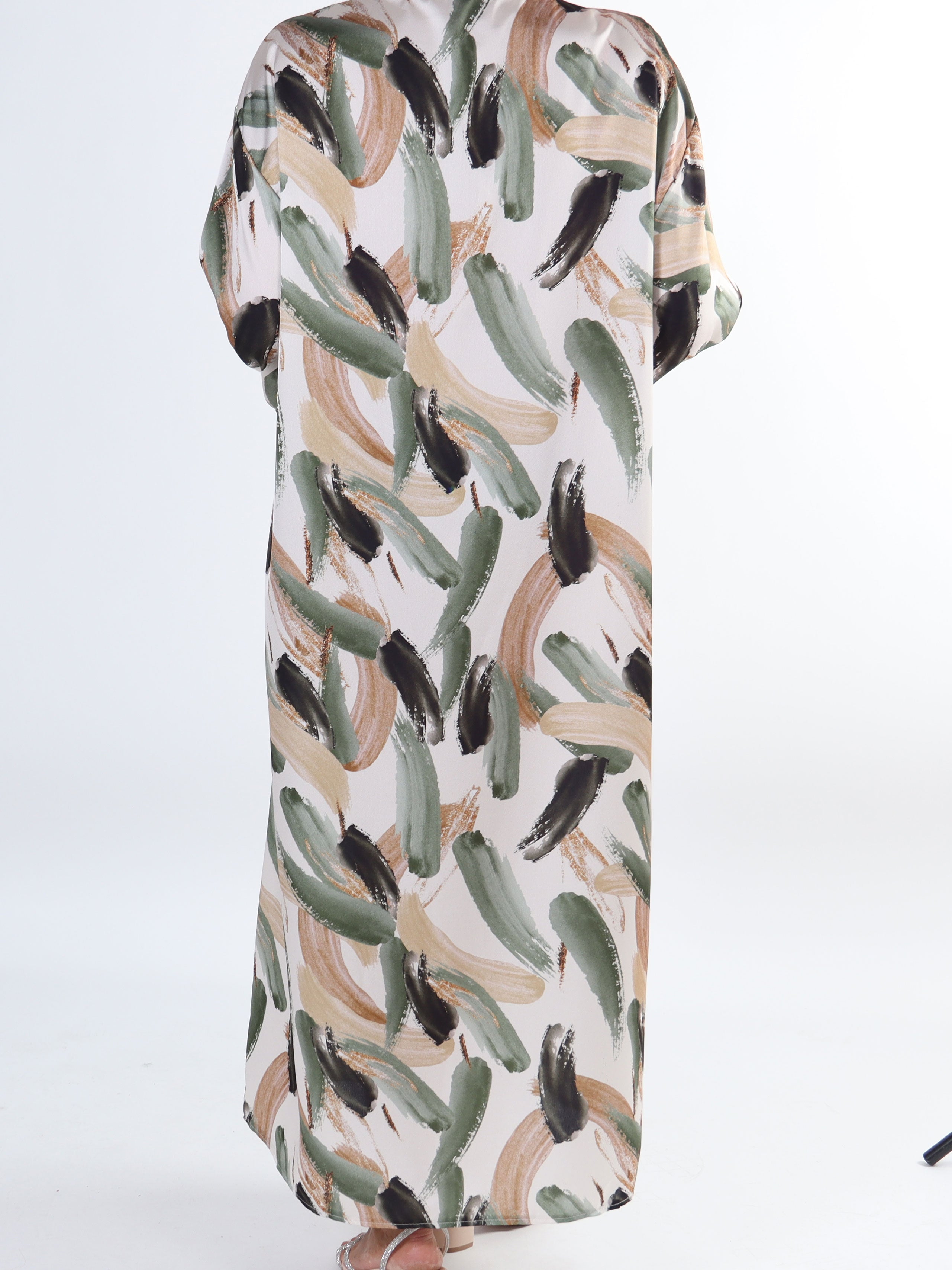 Ivanna - Lång mönstrad plus size tunikaklänning i silkeslook